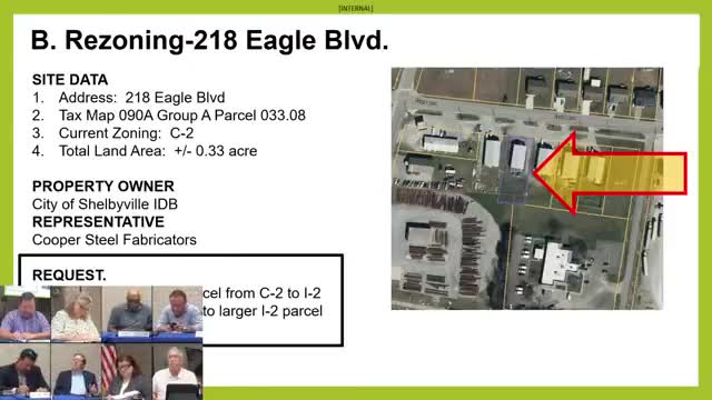 Commission recommends rezoning 218 Beacon Boulevard to I‑2 to combine with larger industrial parcel