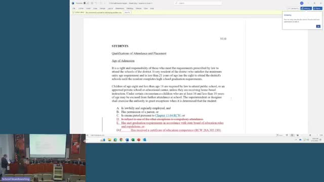 Board approves first reading of revised attendance and enrollment policy to clarify mid‑term placement and partial credit