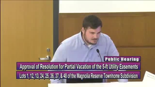 Commission approves partial vacation of utility easements at Magnolia Reserve townhomes