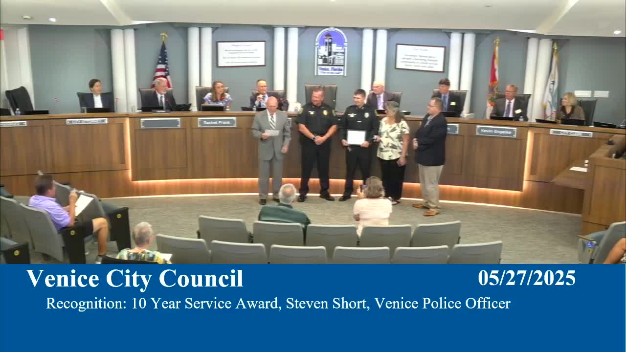 Officer Steven Short honored for outstanding service in Venice Police Department