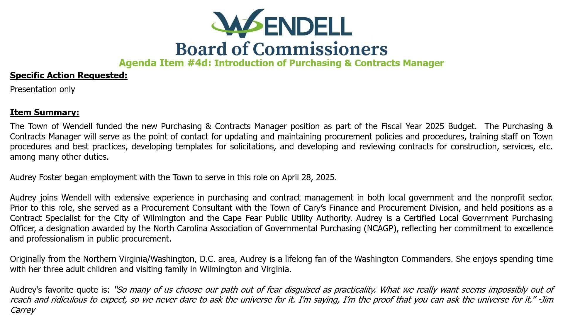 Wendell Town Council accepts $3,646 donation for Kelly Connolly Community Garden