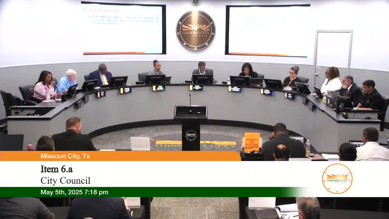 Missouri City council approves consent package including mowing contract and parkland cash-in-lieu