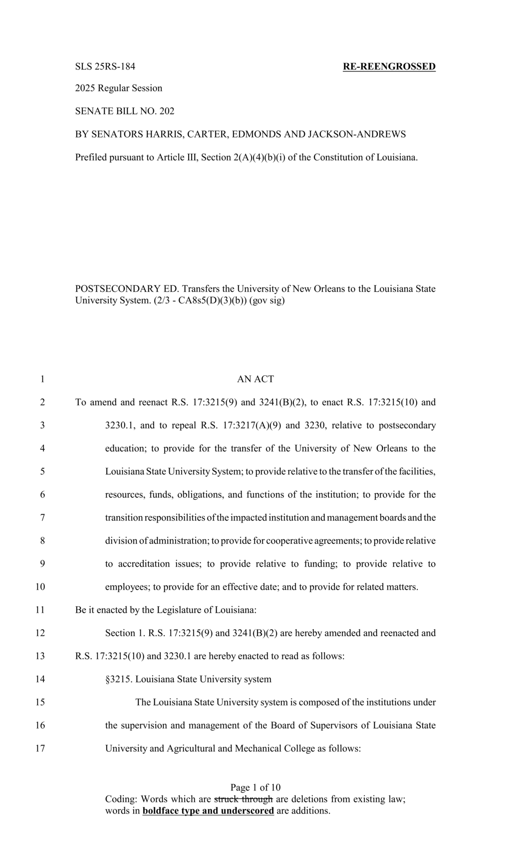 Louisiana legislature approves transfer of University of New Orleans to LSU System