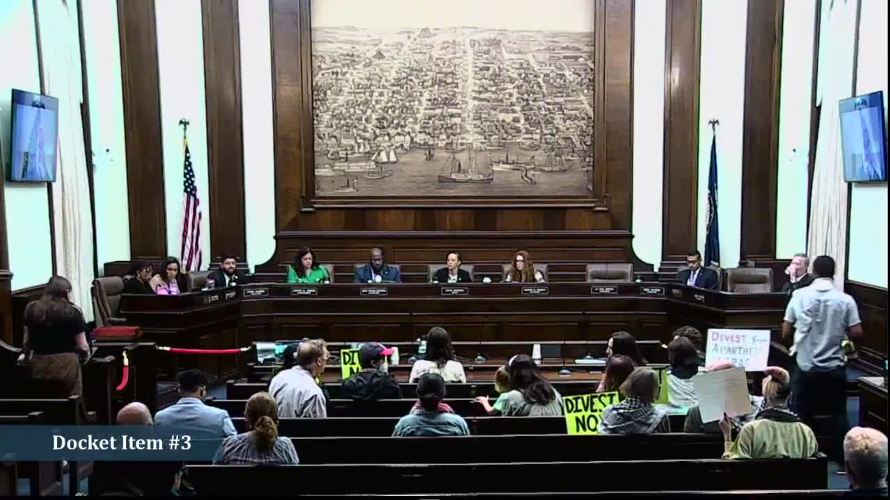 Residents urge Alexandria to divest city investments from companies tied to Israel’s military actions; council hears repeated pleas
