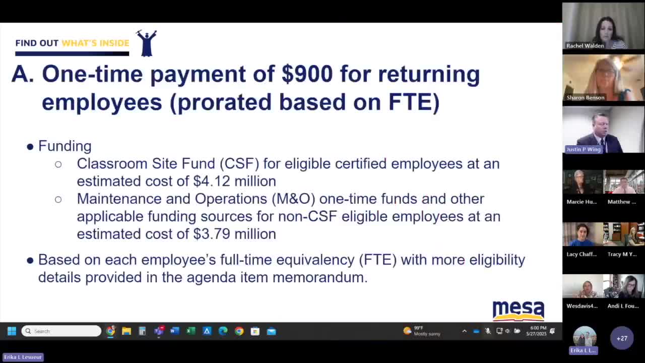 Mesa Public Schools approves $900 stipend for returning employees next school year