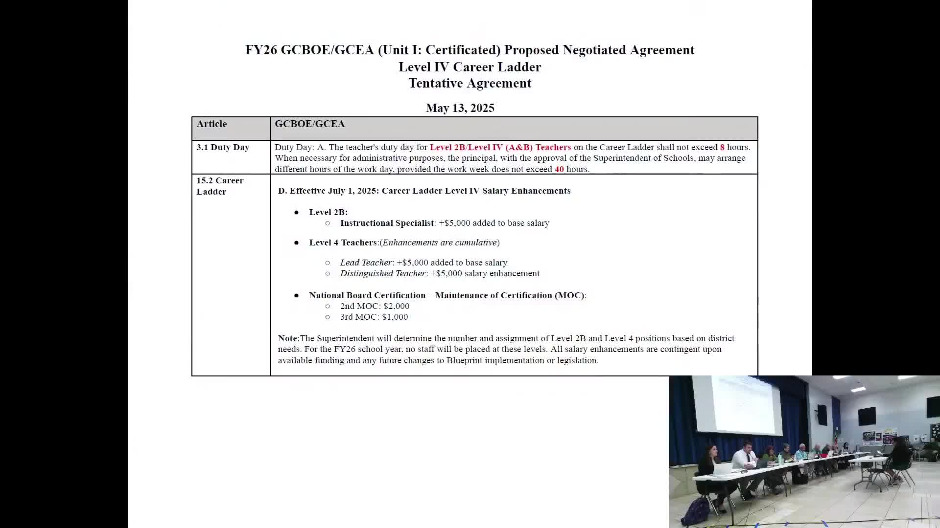 Garrett County Board of Education approves amended agreement for teacher career enhancements