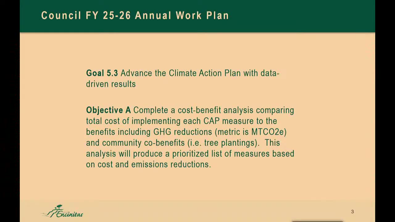 Encinitas Council reviews $143K climate action plan cost analysis amendment
