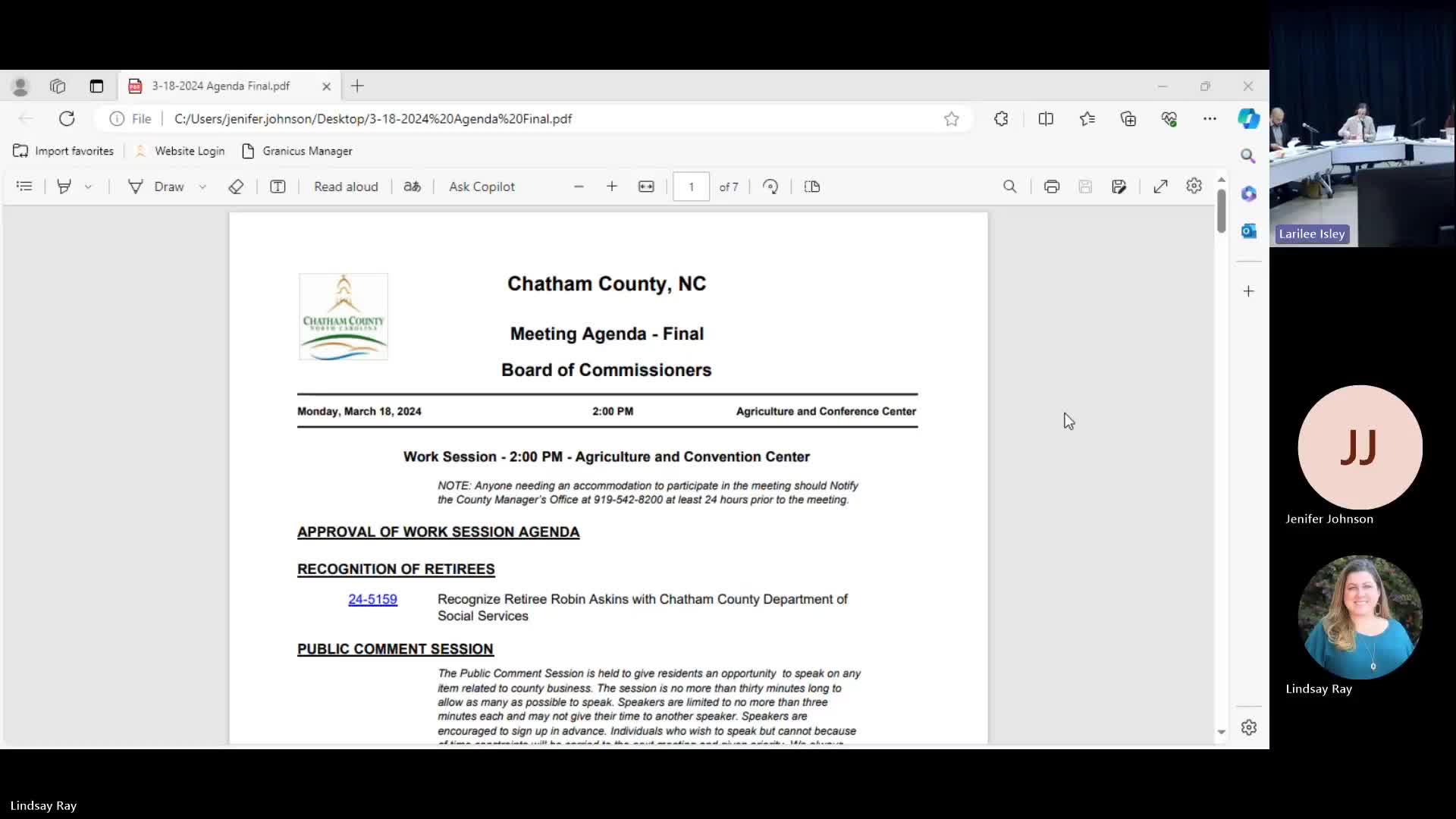 Chatham County honors retiree Robin Askins for 28 years of service