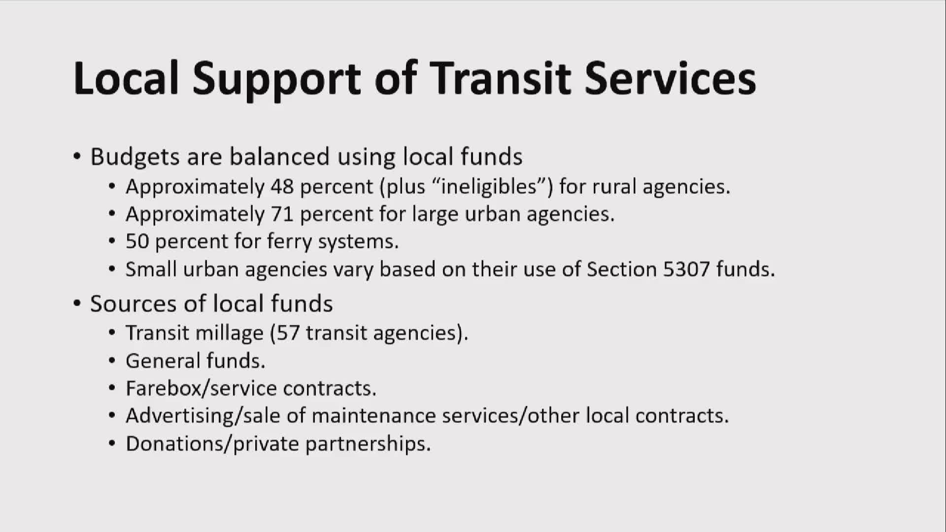 Transit Agencies Address Funding Challenges and Explore Statewide Plan