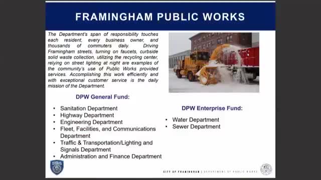 DPW presents FY26 sanitation, highway, fleet and water/sewer budgets; MWRA assessment drives enterprise increase