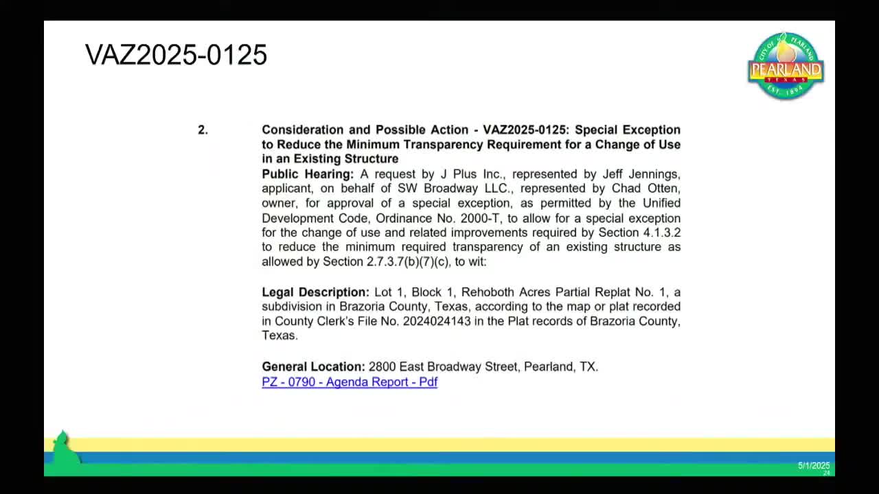 ZBA approves Crunch Fitness storefront exception at Pearland Broadway center with conditions