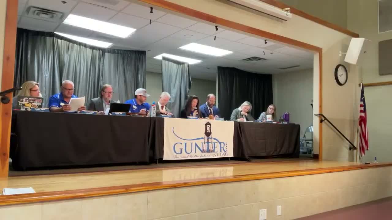 Gunter council approves petition creating a district (4–1), authorizes PID admin agreement and postpones a public hearing
