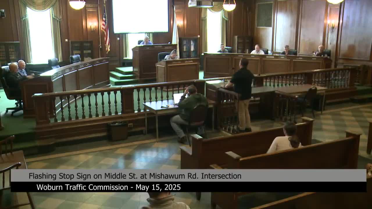 Woburn traffic commission asks DPW to study flashing sign, reinstate crosswalk lines at Bridal Street intersection