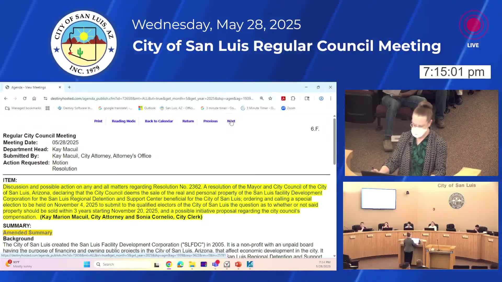 San Luis council calls November special election on sale of detention center property