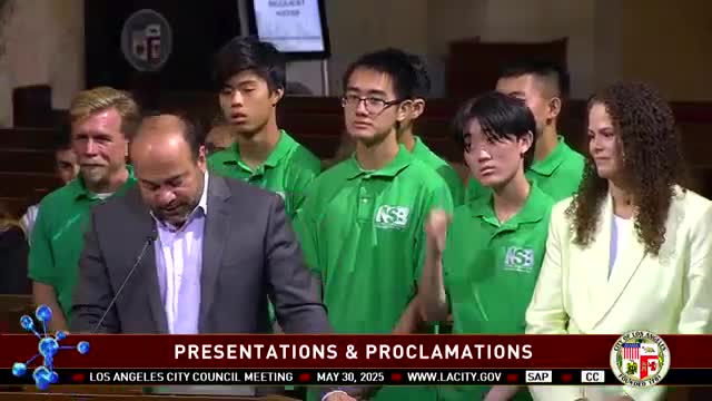 Los Angeles District 2 honors North Hollywood school for national competition success