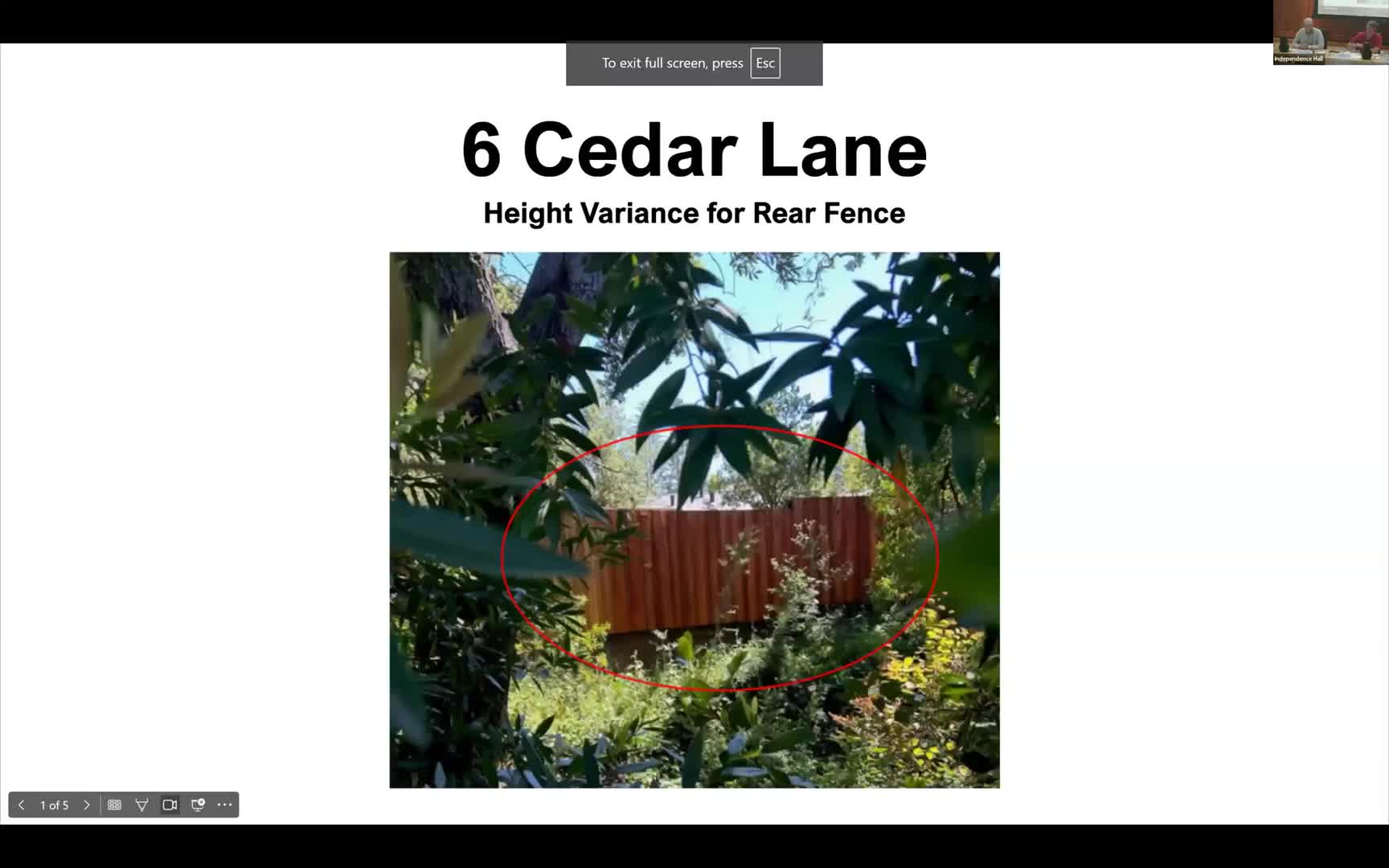 Planning commission approves height variance for fence at 6 Cedar Lane