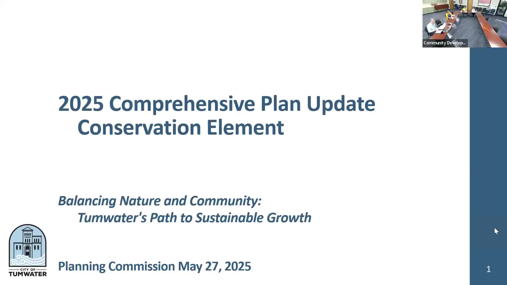 Tumwater planning staff present draft conservation element, highlight new state “enhance” requirement and timeline