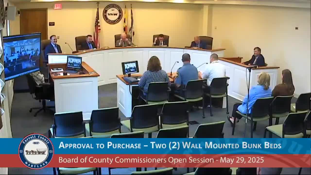 Commissioners approve $29,938.86 sole‑source purchase of wall‑mounted bunk beds for detention center