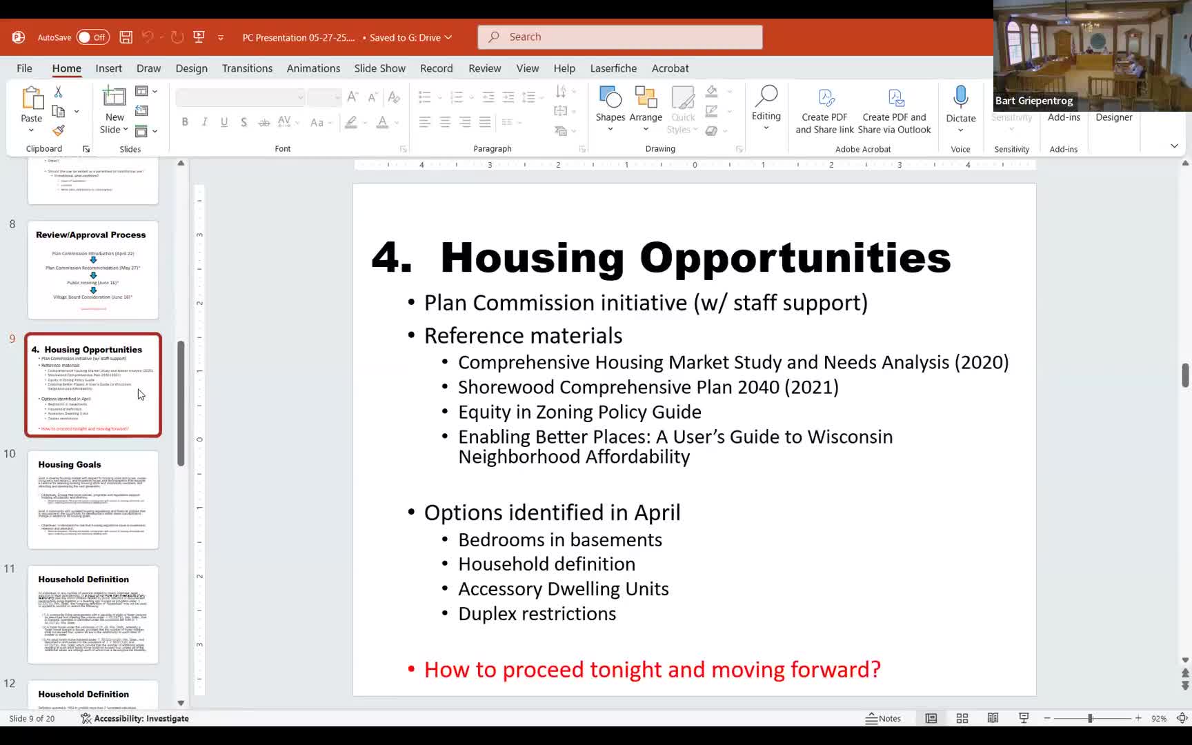 Shorewood plan commission begins review of household definition and basement bedroom ban; seeks attorney opinion and public input