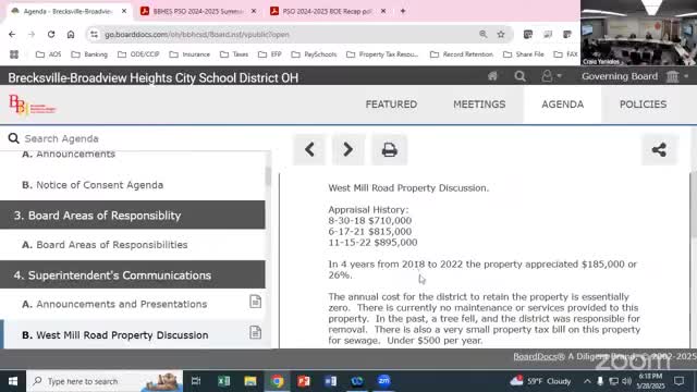 Board discusses keeping West Mill parcel as strategic asset, takes no formal action