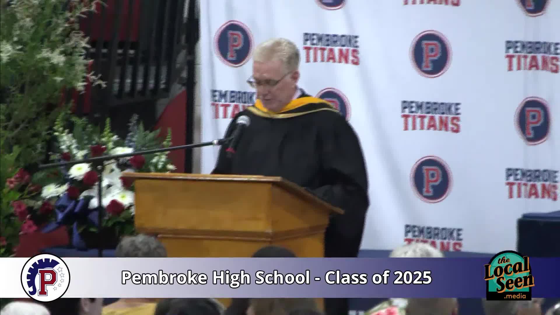 Principal Talbot thanks staff and community at Pembroke High School graduation ceremony