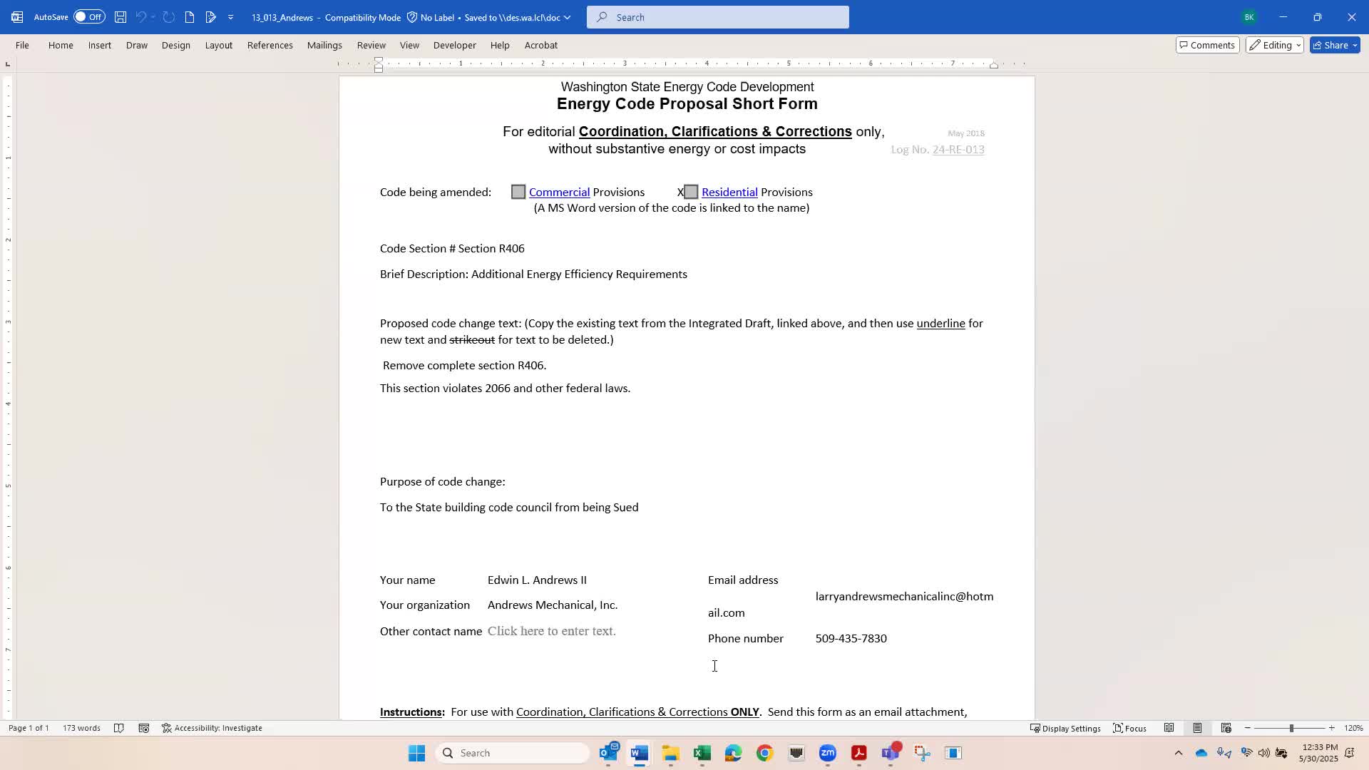 Council member raises concerns on carbon emissions and EPCA compliance