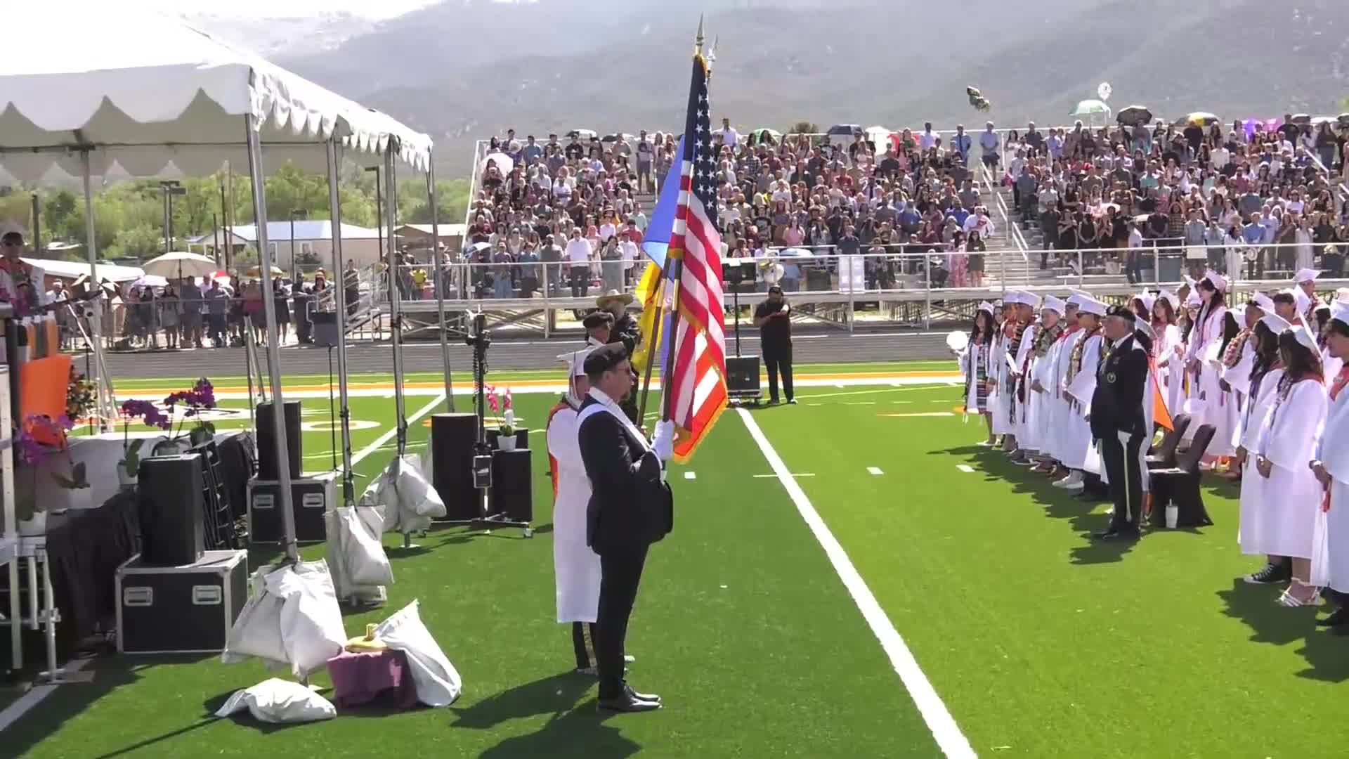 Isaiah Valerio performs national anthem at Taos Pueblo graduation ceremony