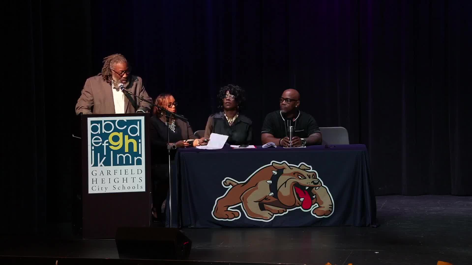 Eighth grade co-principal Miss Moseley celebrates student achievements at graduation event