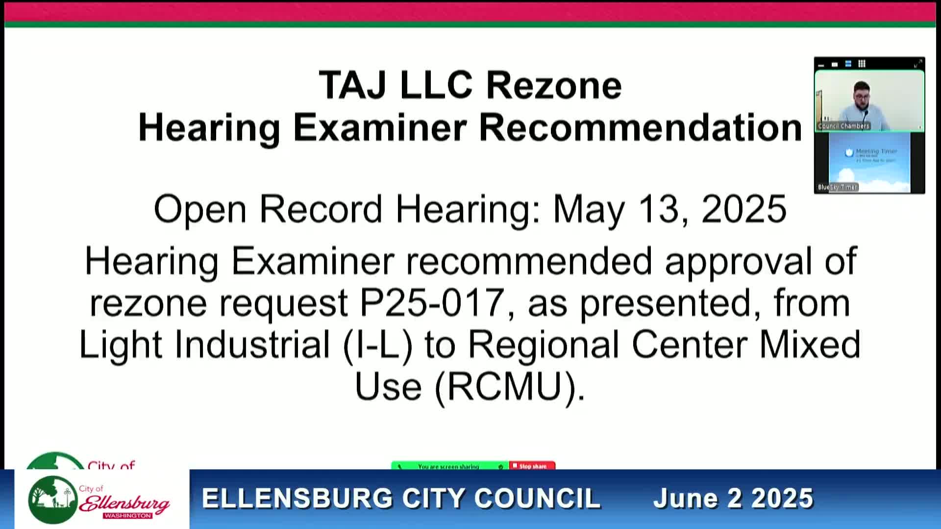 Ellensburg hearing examiner recommends rezone approval from light industrial to mixed use