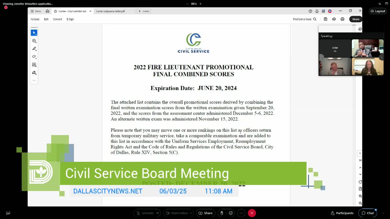 Civil Service Board reviews discrimination appeal process in Dallas Fire Department case