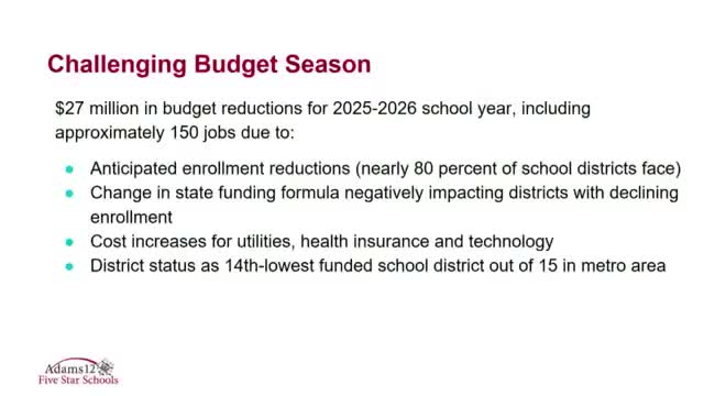 Adams 12 School District reveals $27M budget cuts amid declining enrollment