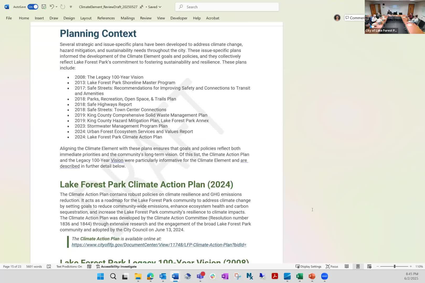 Lake Forest Park reviews Climate Action Plan amid public participation concerns