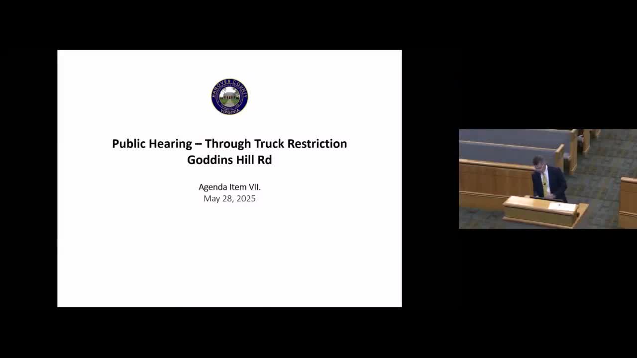 Hanover board asks VDOT to bar through trucks on Godens Hill Road