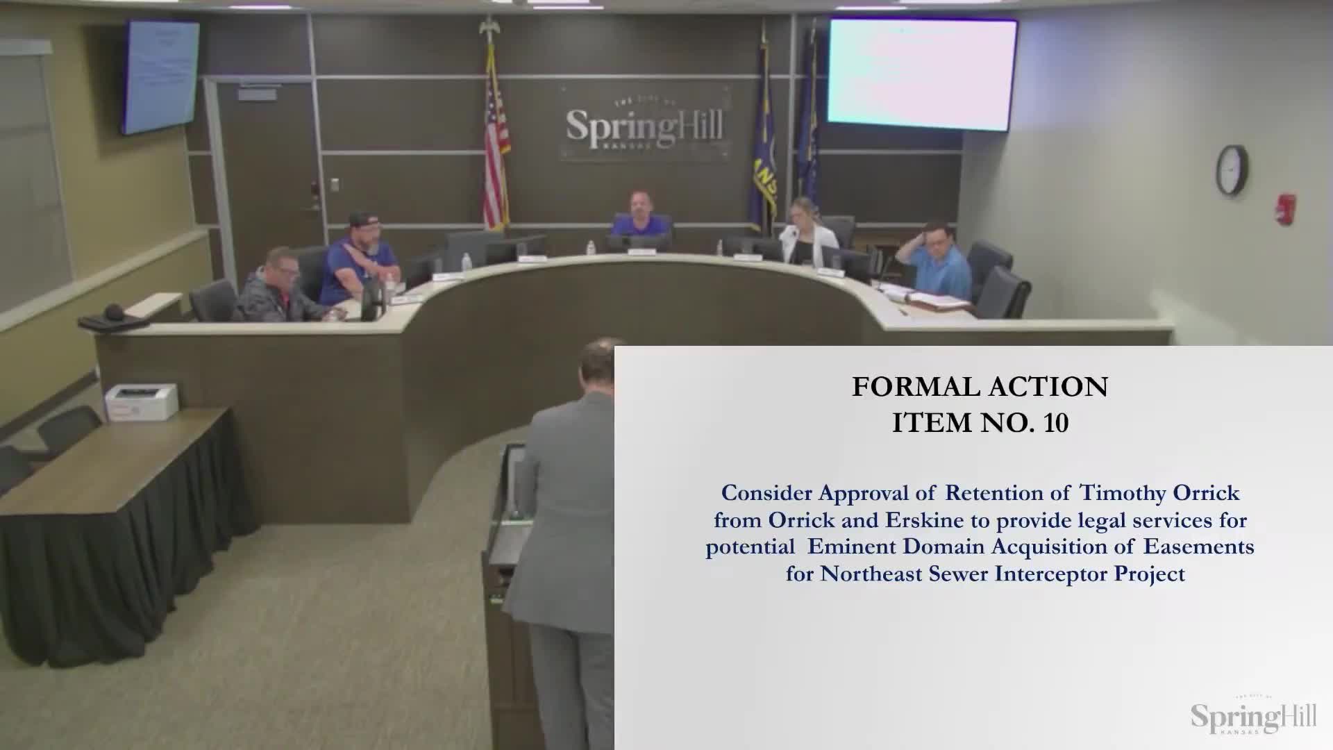 Spring Hill council authorizes eminent-domain steps for Northeast Sewer Interceptor, retains outside counsel