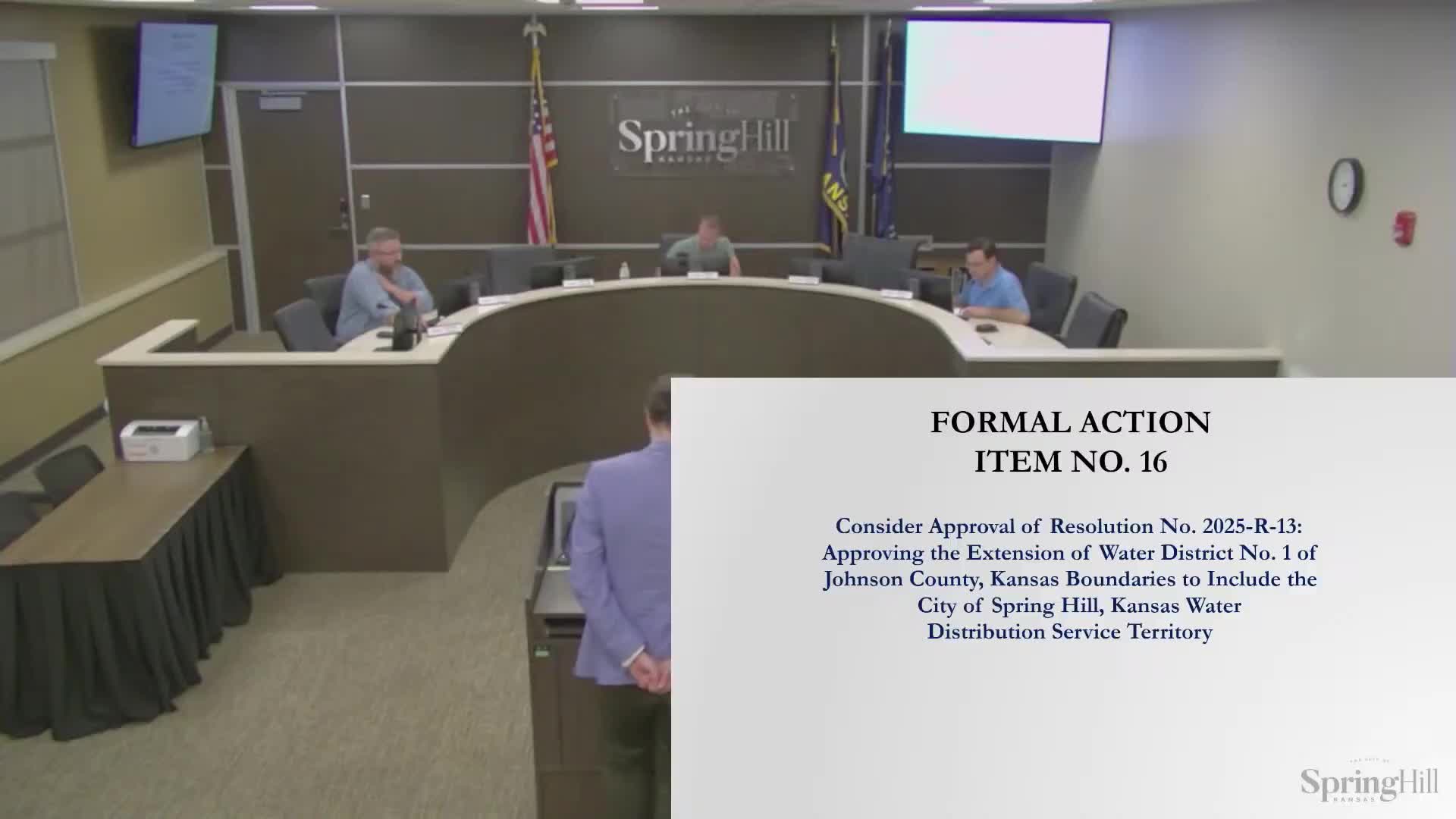 Council adopts resolution to extend Water District No. 1 boundaries to include Spring Hill service territory