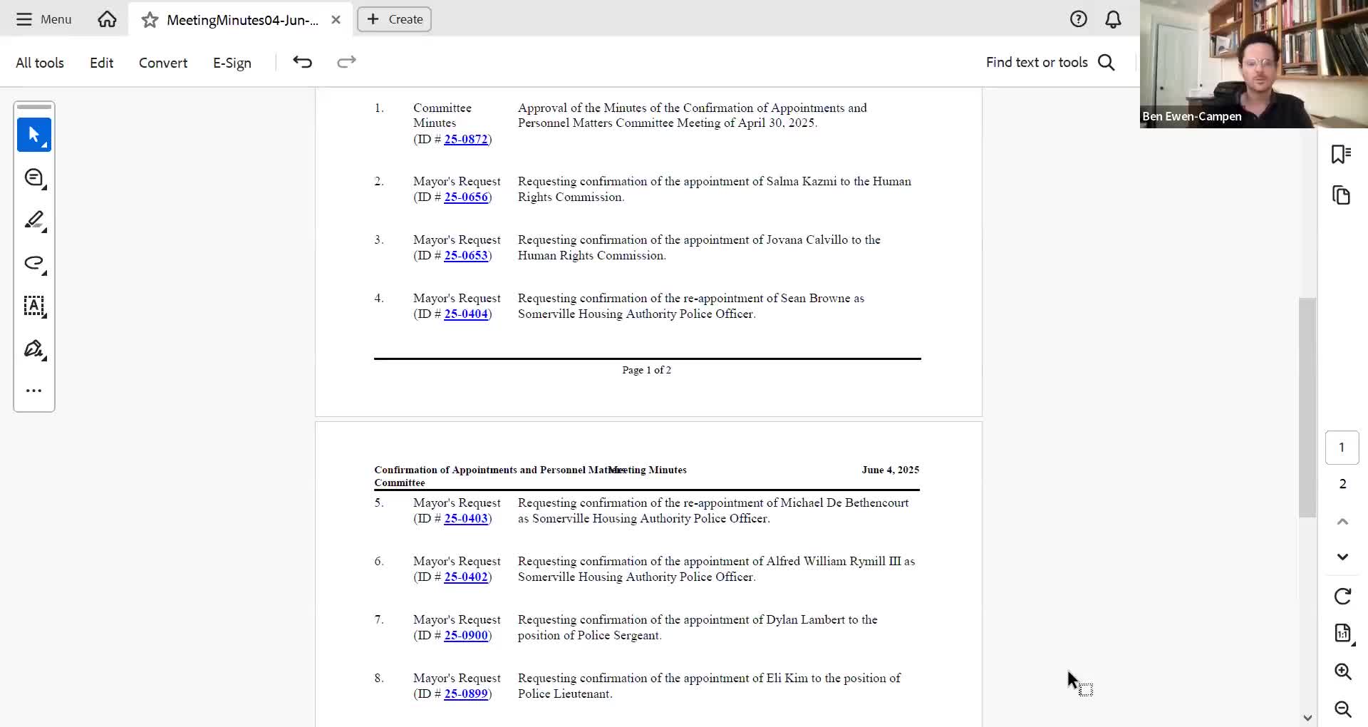 Council recommends Salma Casmi and Giovanna Calvillo for Human Rights Commission