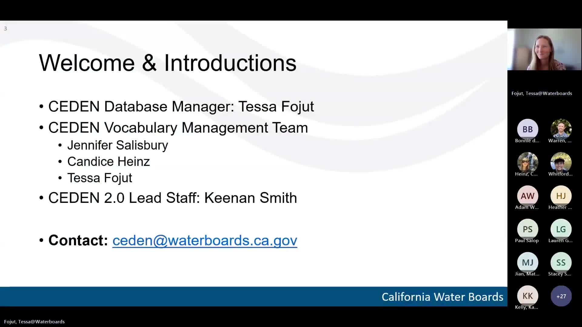 Water-board staff explain CEDEN submission paths, vocabulary updates and timeline for CEDEN 2
