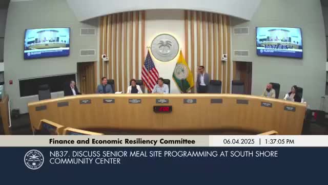 Committee asks for updates on senior meal site and North Bay Village pool access; items deferred for follow-up