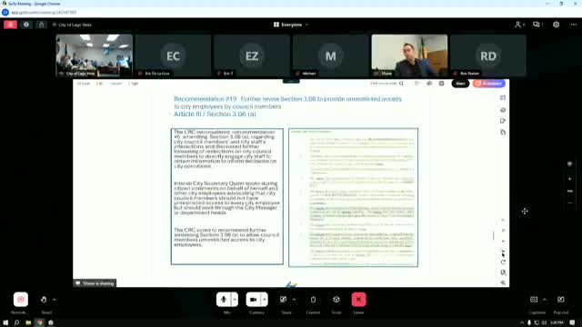 Lago Vista Charter Review Committee Proposes Revisions on Advisory Boards and Employee Protections
