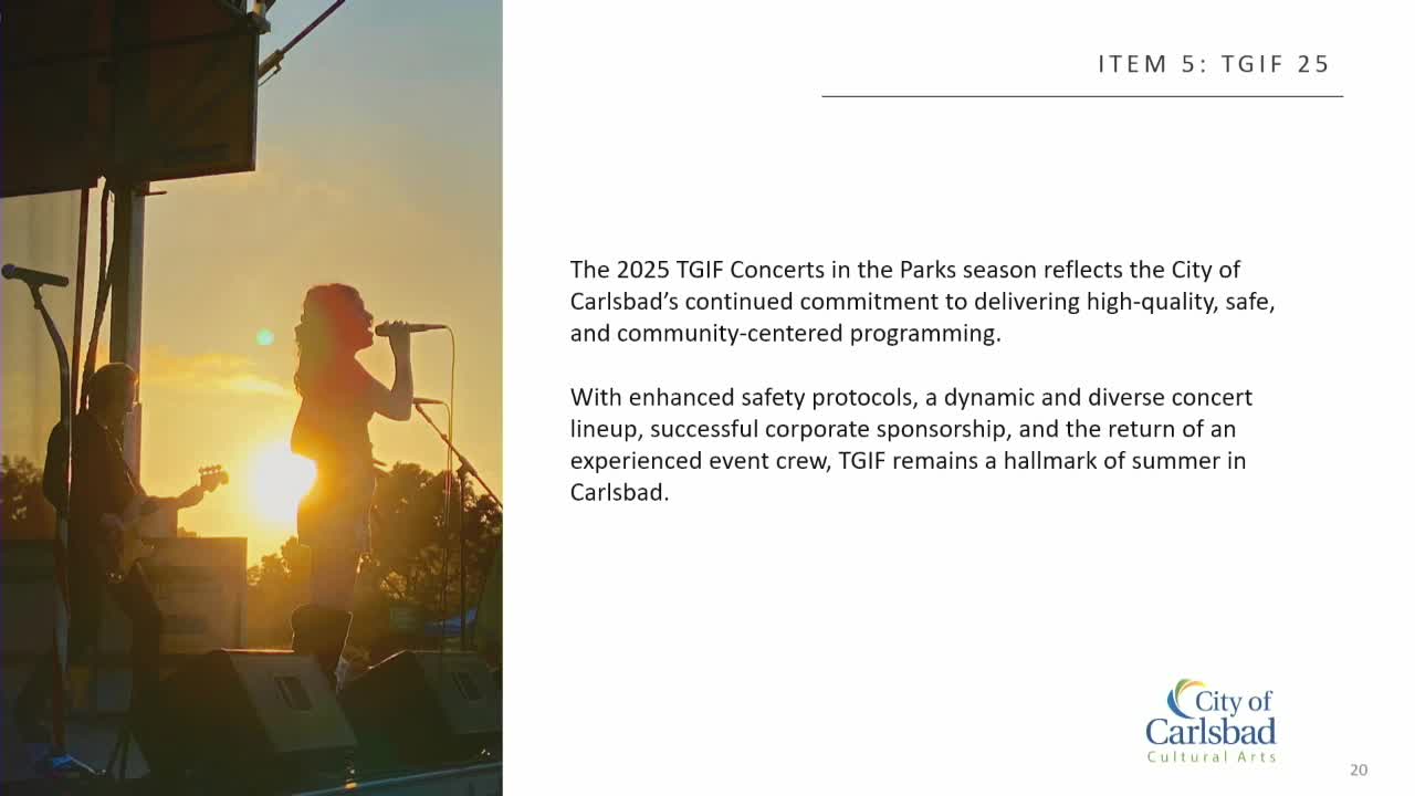 Carlsbad Commission outlines concert plans including Ponce De La Park discussions