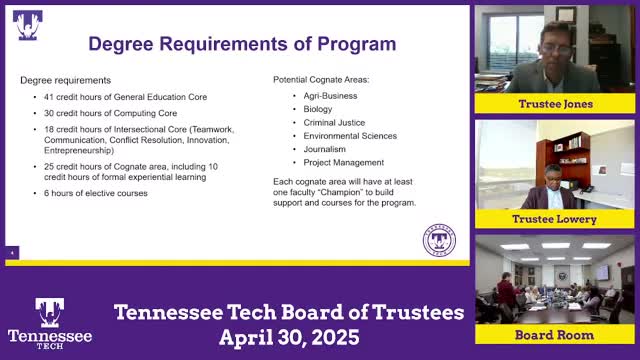 Trustees approve new Bachelor of Science in Interdisciplinary Computing program