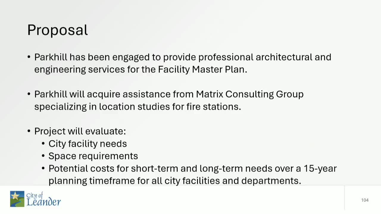 City Council approves $300K facility needs assessment and planning with Park Hill firm