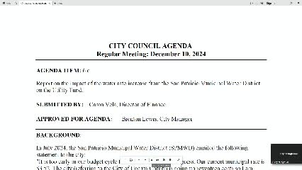 Ingleside City Council debates water rate increases and promotes Sergeant Siobhan Baldy