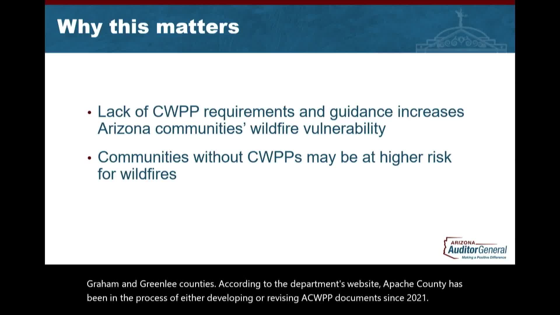 Arizona Department updates CWPP requirements but fails to fully implement key recommendations