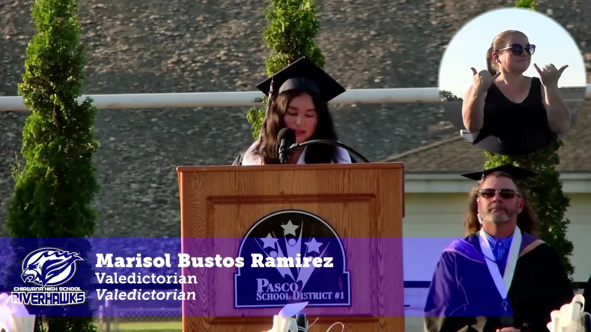 Riverhawks celebrate graduation as Valedictorian Taylor Mills and Ashley Sanda speak