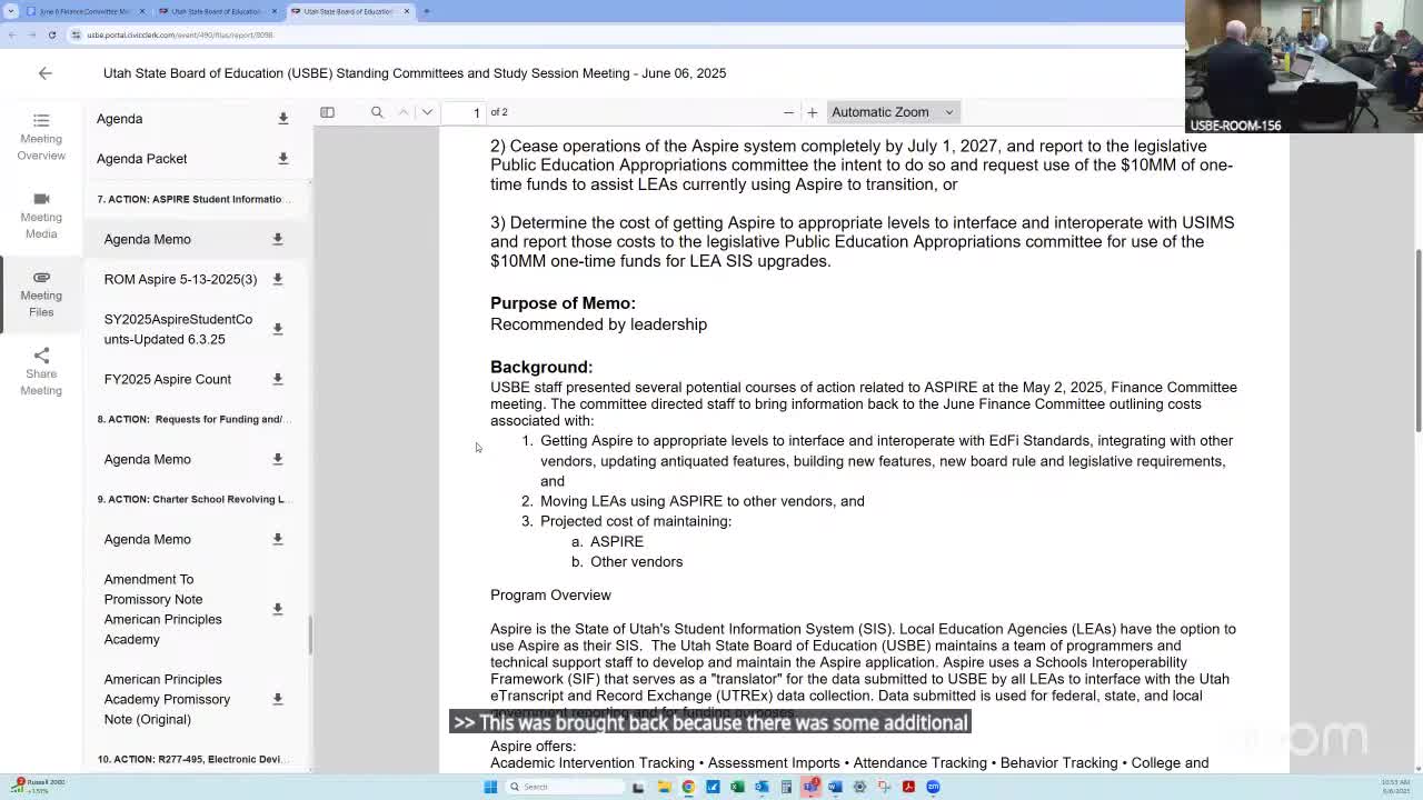 IT Director Jared Felt details Aspire program costs and funding impact