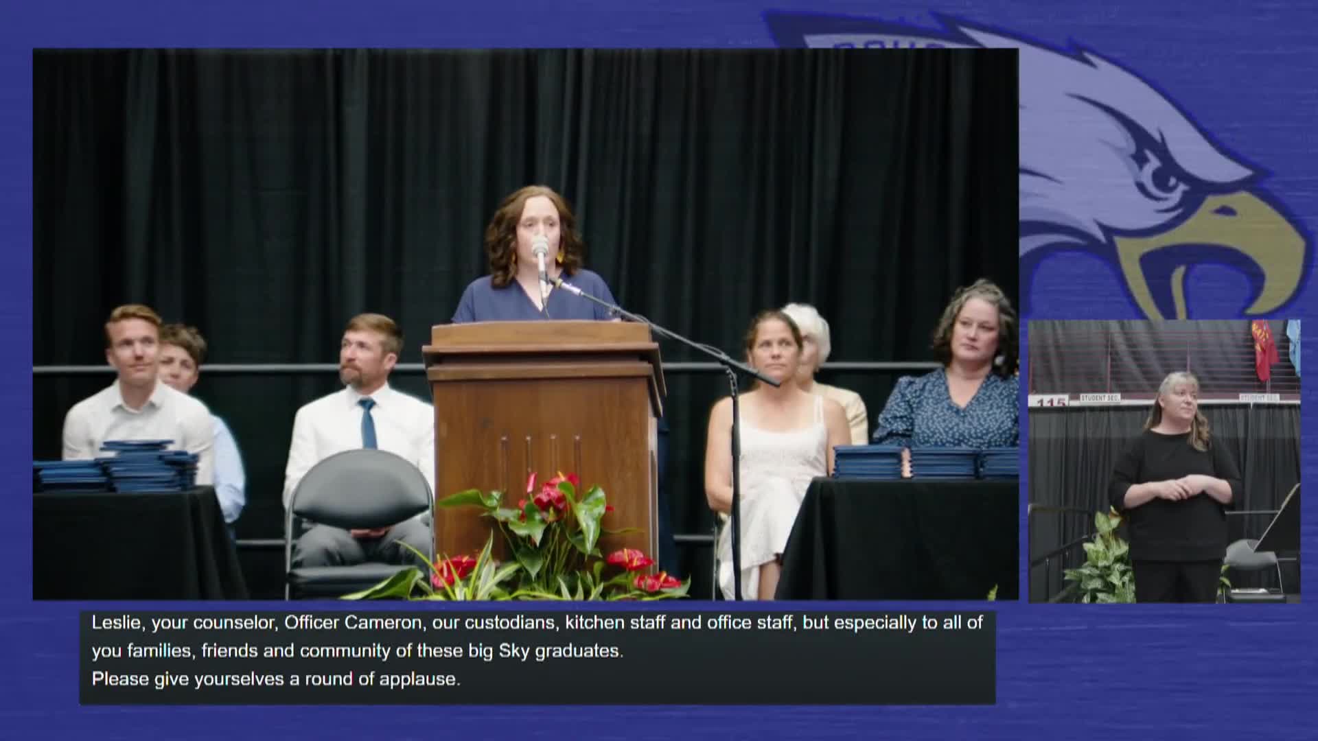 Staff member Nancy Labbe celebrates retirement during graduation ceremony