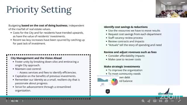 Geneva council debates 2026 budget targets, signals possible tax-levy increase