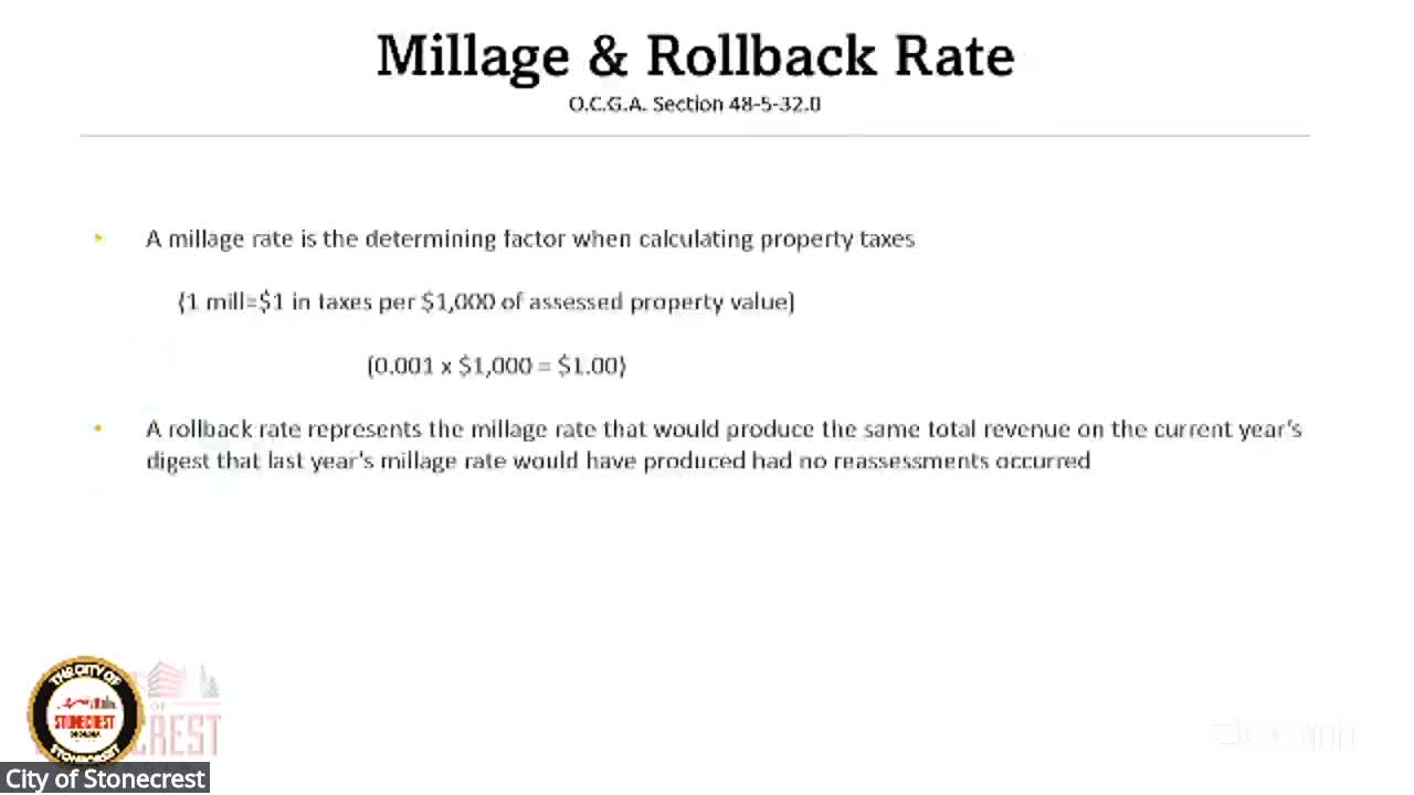Stonecrest tentatively adopts 2025 millage rate to increase property taxes by 1.53%