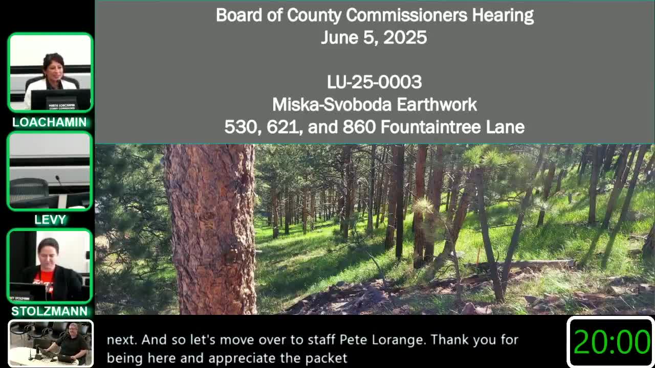 Commissioners conditionally approve Miska‑Saboda earthwork and grading permit after contested hearing